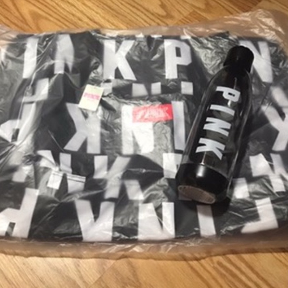 Black and White PINK Tote and Bottle Set